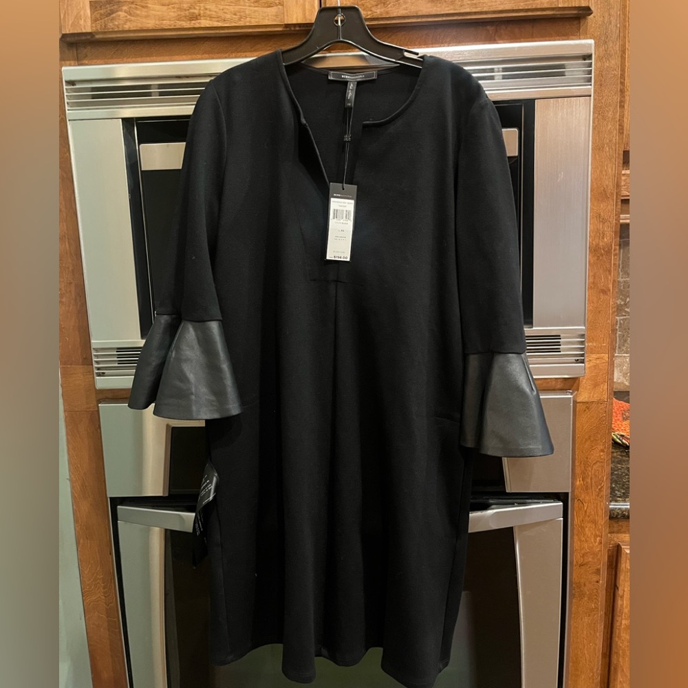 NWT BCBGMaxAzria Black Catier Dress with Unique Sleeves